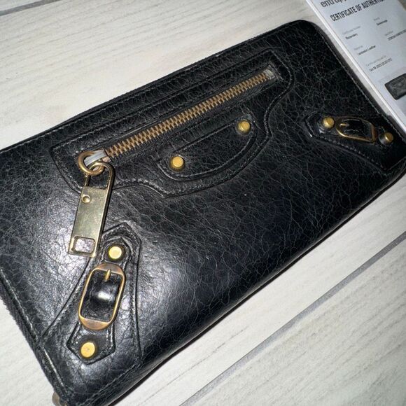 Balenciaga Le City or Motor City long zip-around black wallet in lambskin leathe - Picture 2 of 7